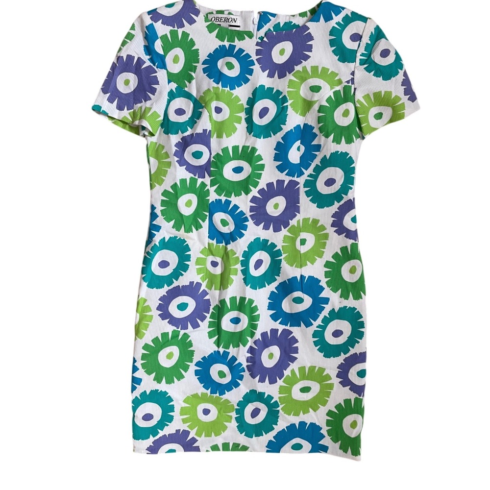 Rare vintage Oberon NY floral dress size 4 green and purple